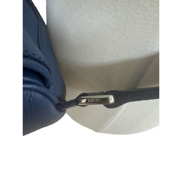 Christian Dior Blue Grained Calfskin Saddle Bag Made in Italy 06-BO-0199 - Picture 5 of 9